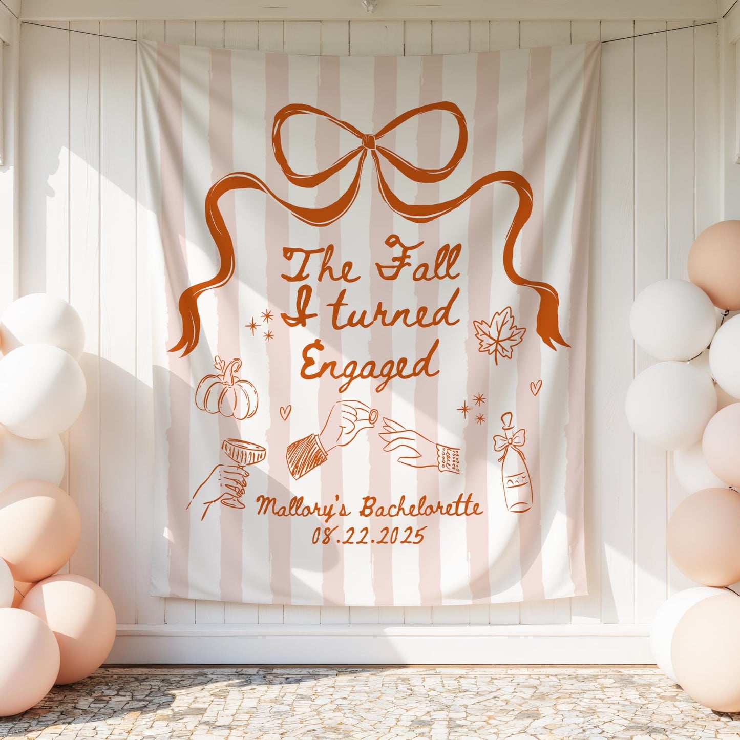 The Fall I Turned Engaged Banner Personalized Autumn Bachelorette Party Decor Engagement Bridal Shower Photo Backdrop
