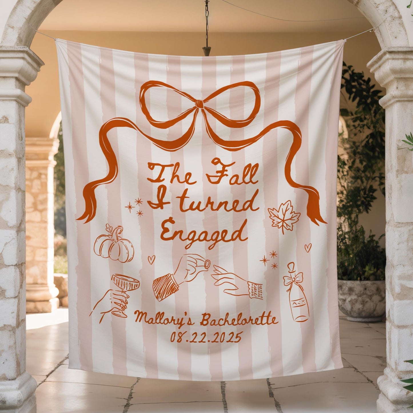 The Fall I Turned Engaged Banner Personalized Autumn Bachelorette Party Decor Engagement Bridal Shower Photo Backdrop