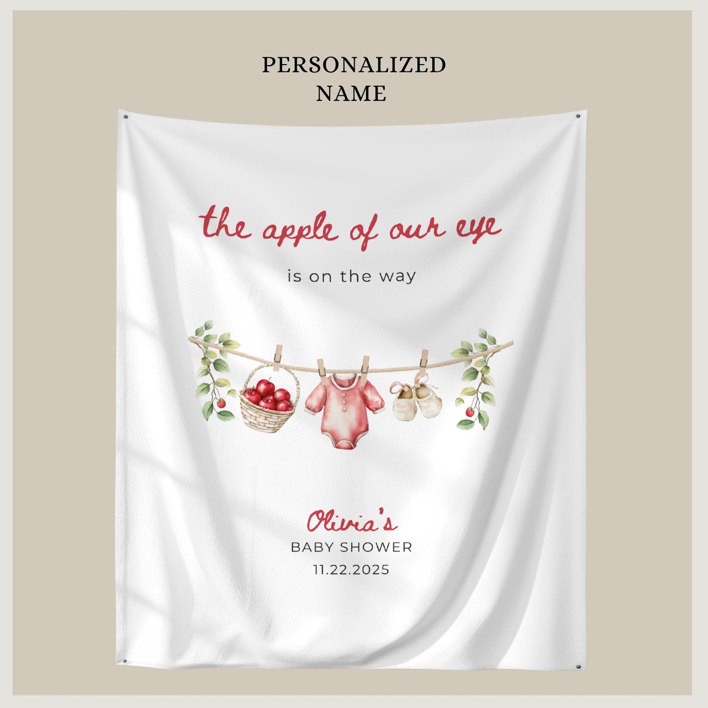 Apple Of Our Eye Baby Shower Decorations Fall Baby Shower Banner Autumn Shower Backdrop Apple Theme Baby Shower Apple of My Eye Welcome Sign