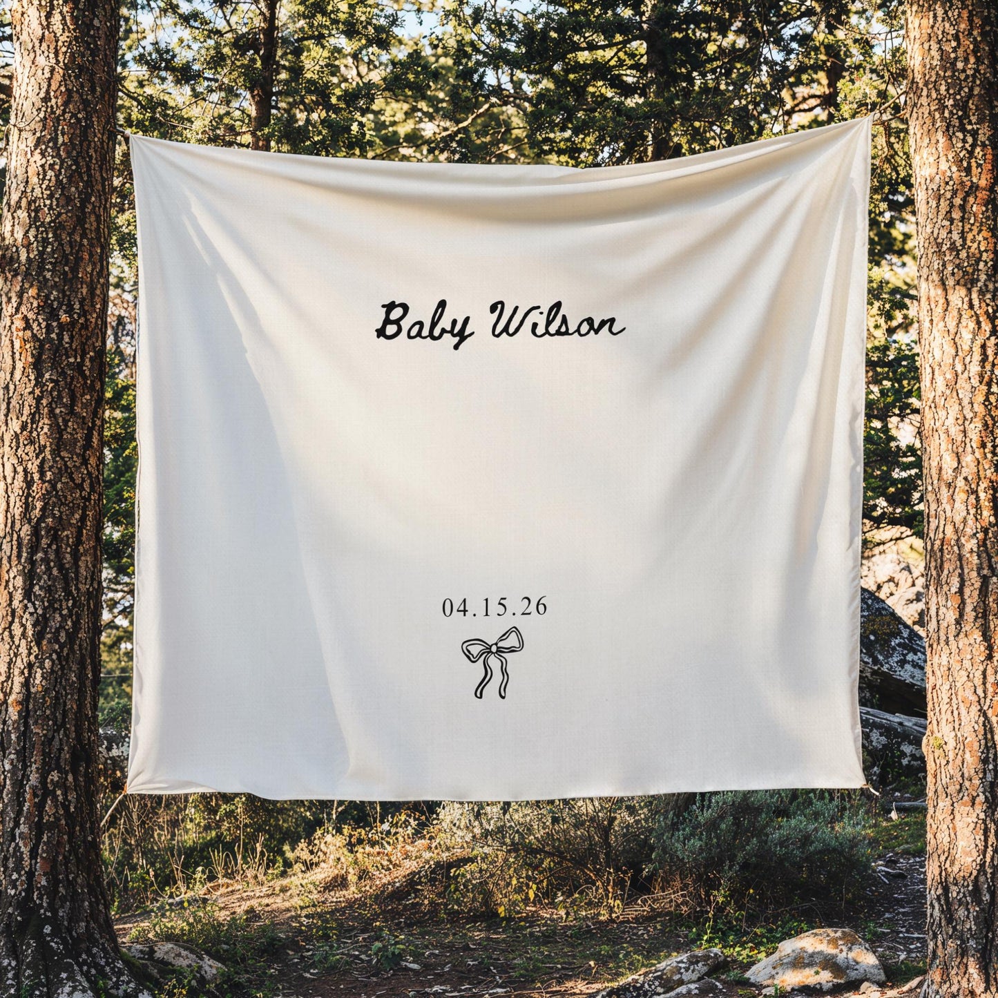 Baby Shower Banner, Custom Fabric Minimalist Decor, Personalized Welcome Sign, Elegant Baby Shower Backdrop