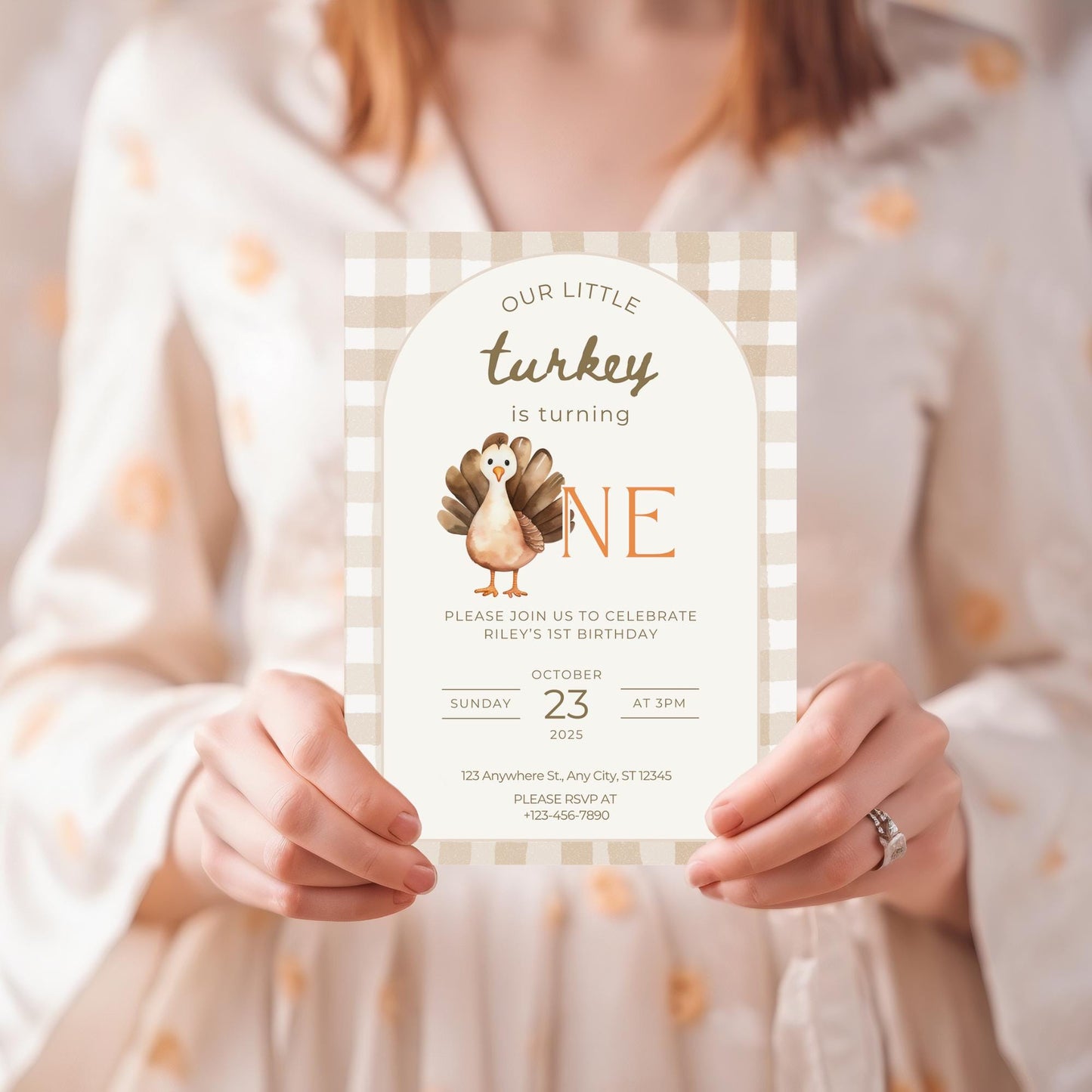 Our Little Turkey Is Turning One Birthday Invitation Thanksgiving theme Birthday invite Turkey 1st Birthday Fall First Birthday Evite