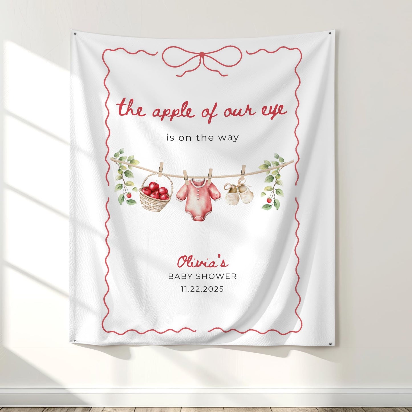 Apple of Our Eye Baby Shower Welcome Sign, Fall Themed Editable Template, Autumn Party Decor, Custom Sign