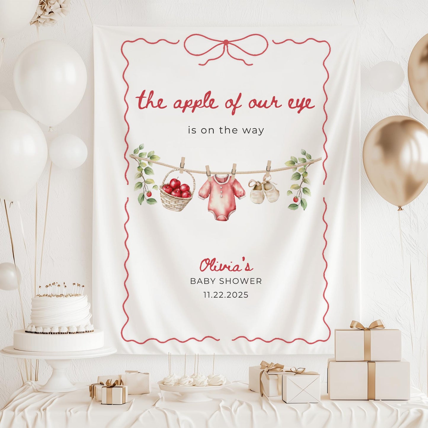 Apple Of Our Eye Baby Shower Decorations Fall Baby Shower Banner Autumn Shower Backdrop Apple Theme Baby Shower Apple of My Eye Welcome Sign