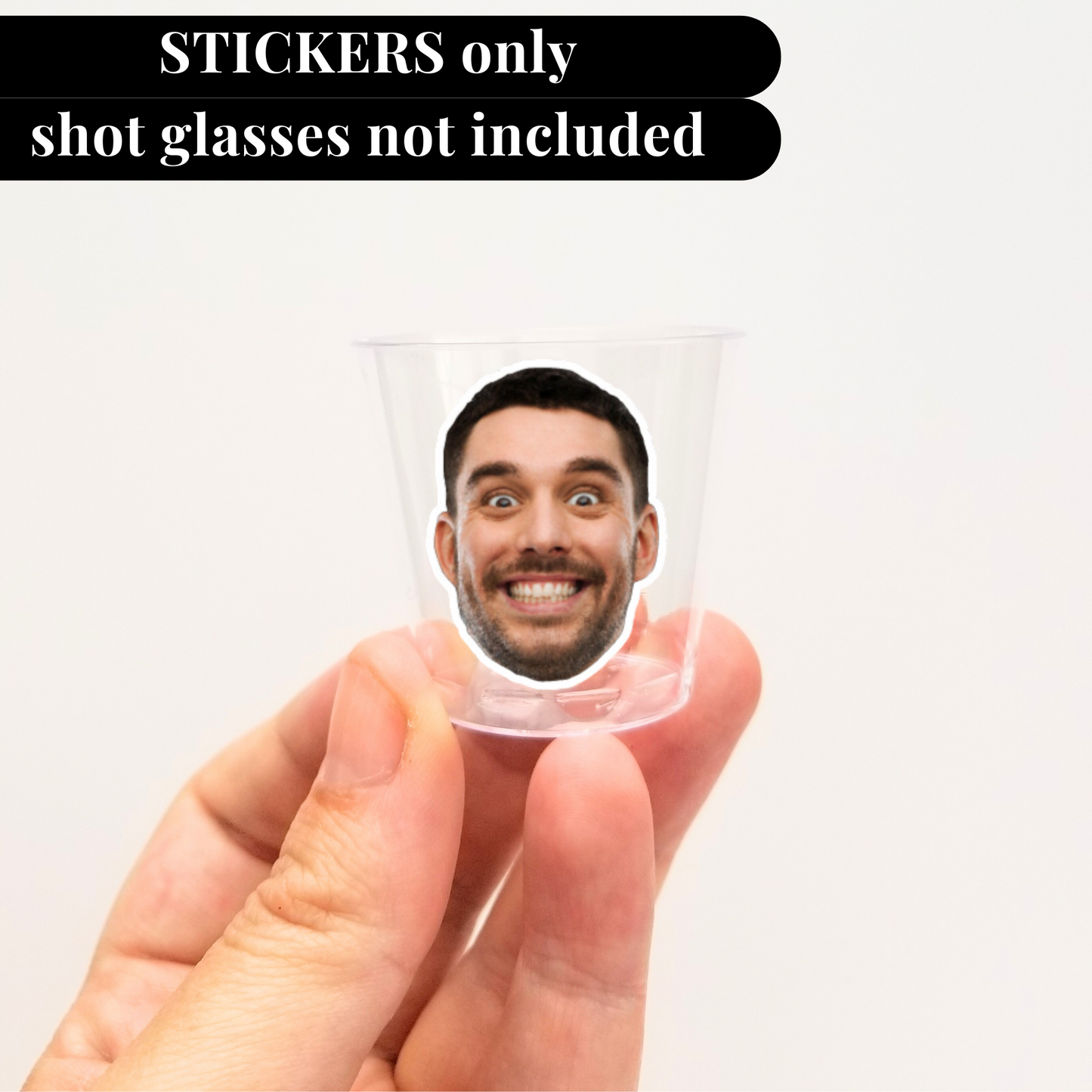 Personalized Shot Glass stickers Bachelorette Party Groom Face Decorations Groom Face Party Favors Personalized party decor Birthday glass