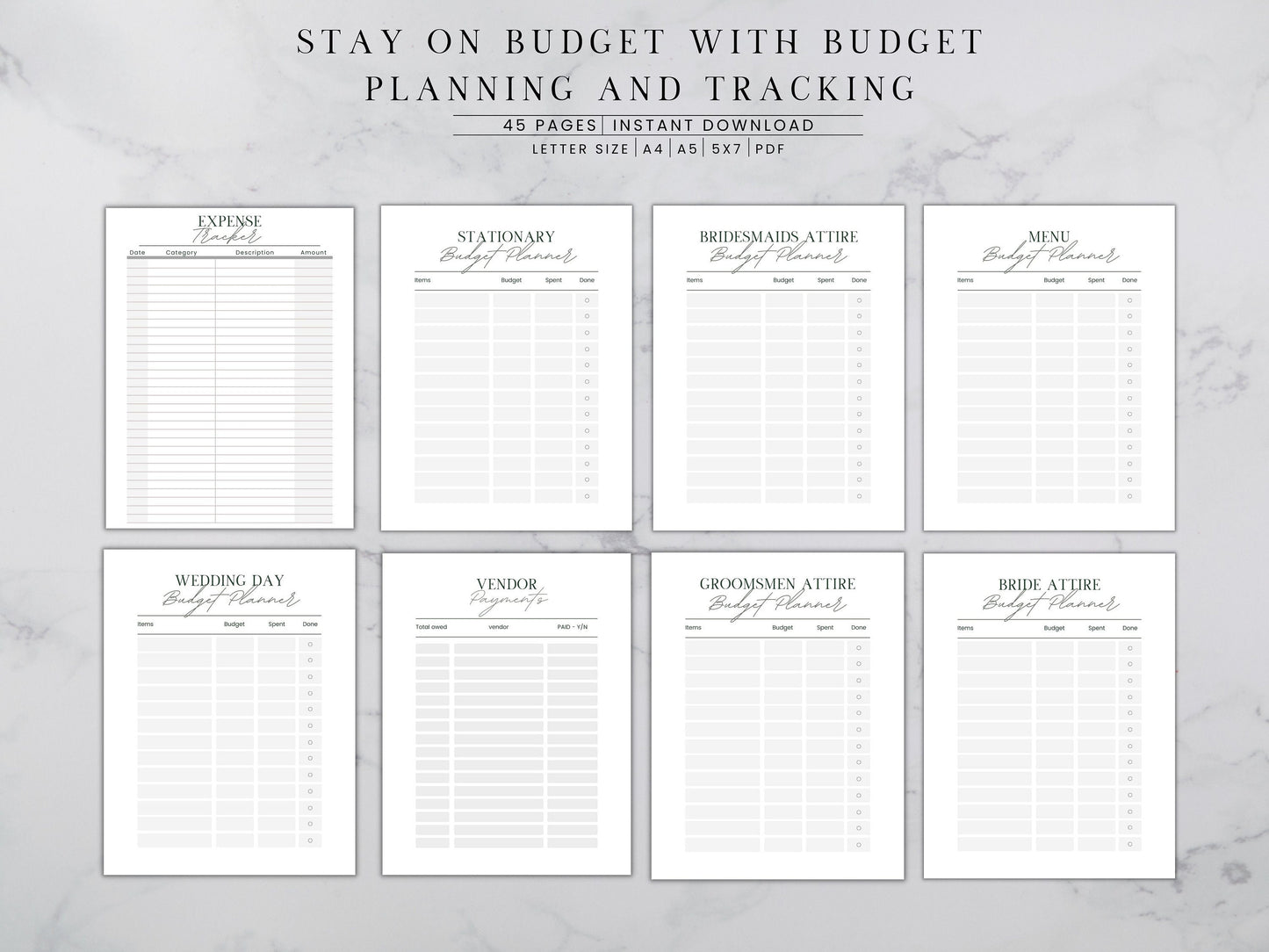 Wedding Planner Printable, Digital Wedding Planner Pages, Goodnotes, Wedding Bundle, Wedding Book, Wedding Planner PDF, letter, half, A4 ,A5