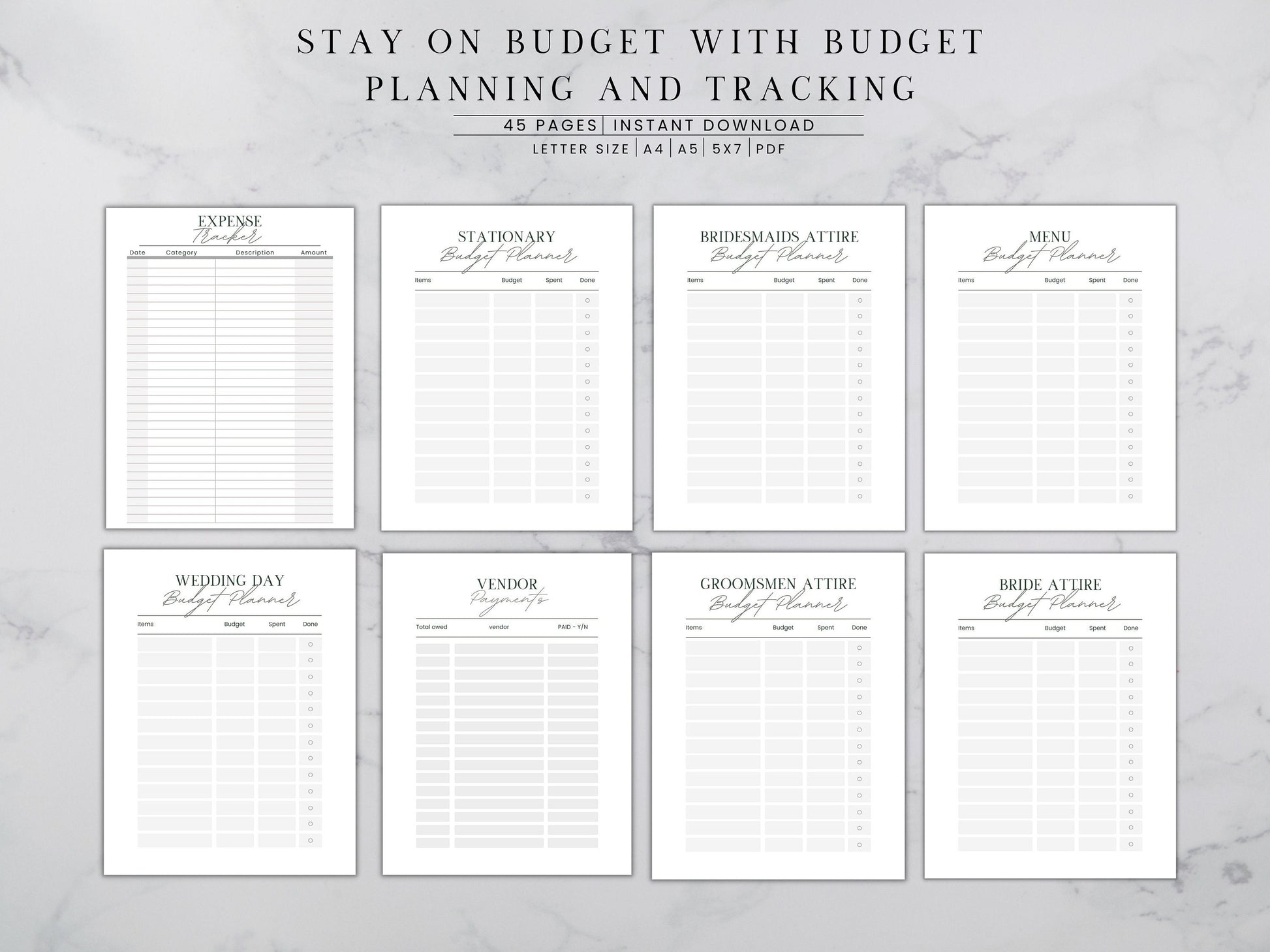 Wedding Planner Printable, Digital Wedding Planner Pages, Goodnotes, Wedding Bundle, Wedding Book, Wedding Planner PDF, letter, half, A4 ,A5