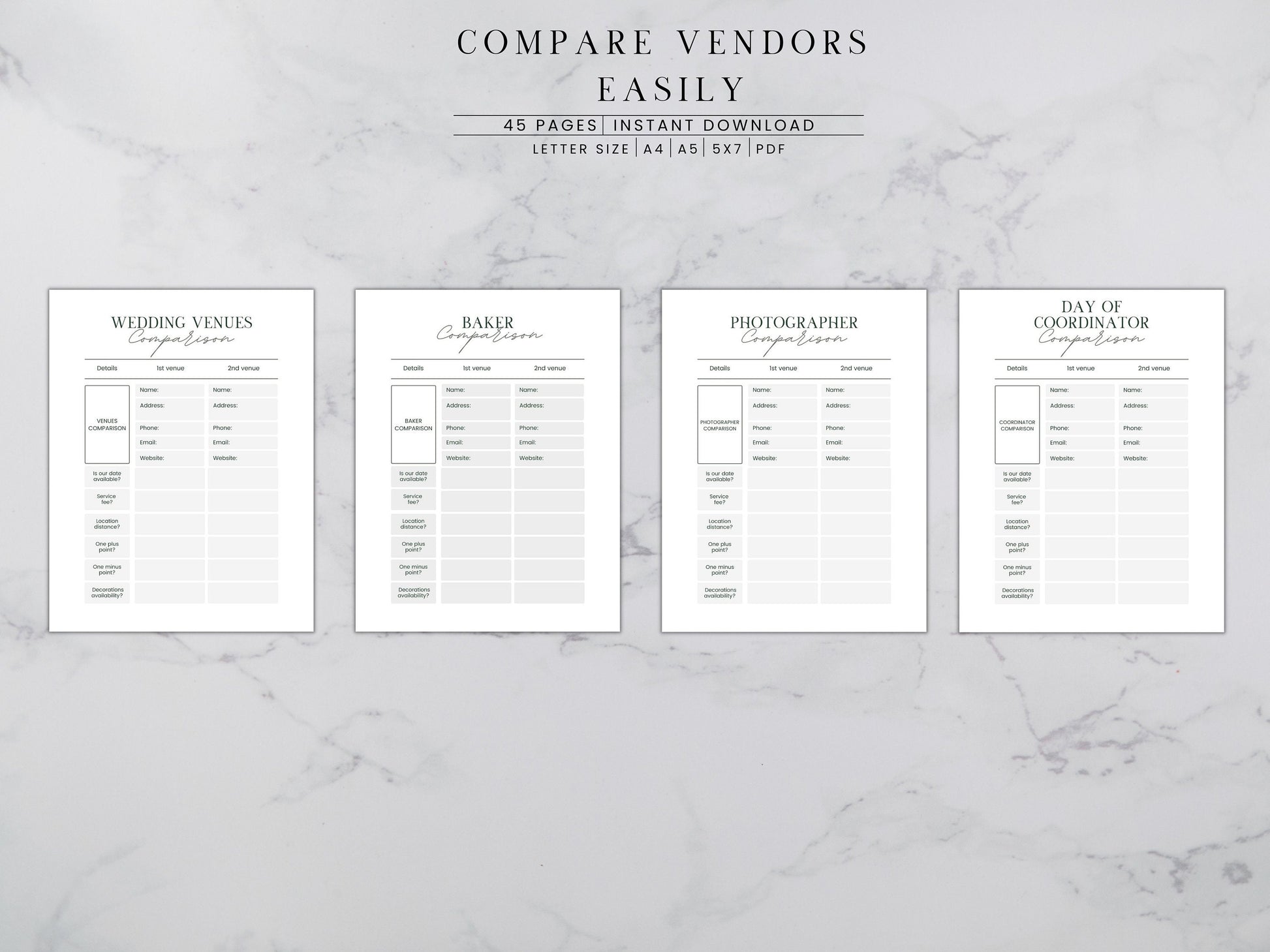 Wedding Planner Printable, Digital Wedding Planner Pages, Goodnotes, Wedding Bundle, Wedding Book, Wedding Planner PDF, letter, half, A4 ,A5