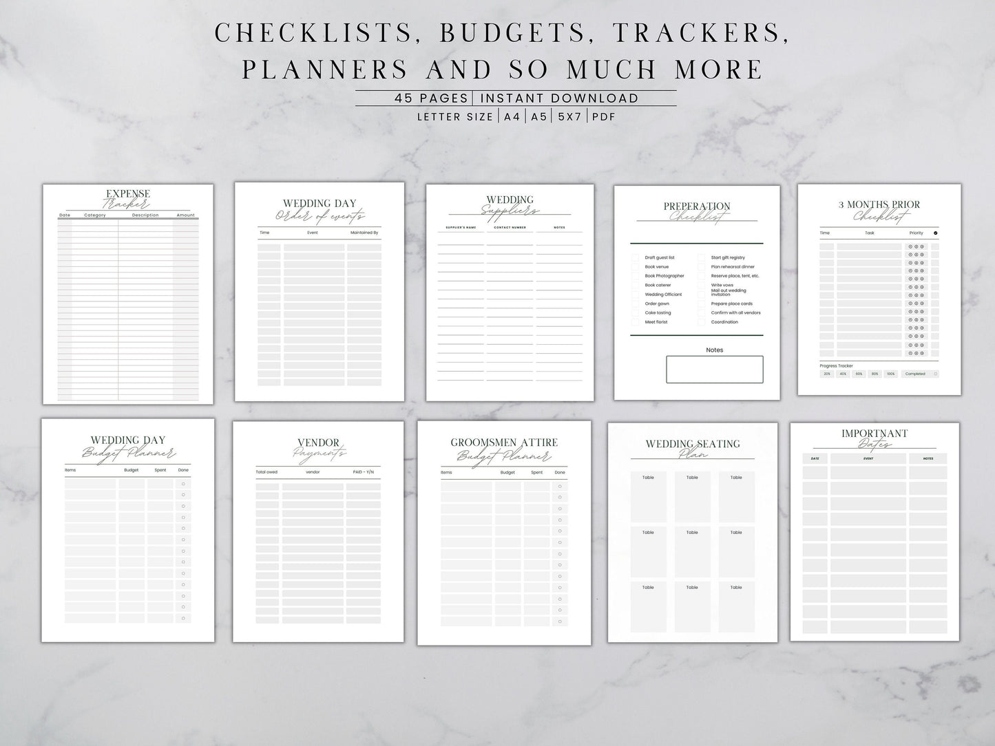 Wedding Planner Printable, Digital Wedding Planner Pages, Goodnotes, Wedding Bundle, Wedding Book, Wedding Planner PDF, letter, half, A4 ,A5