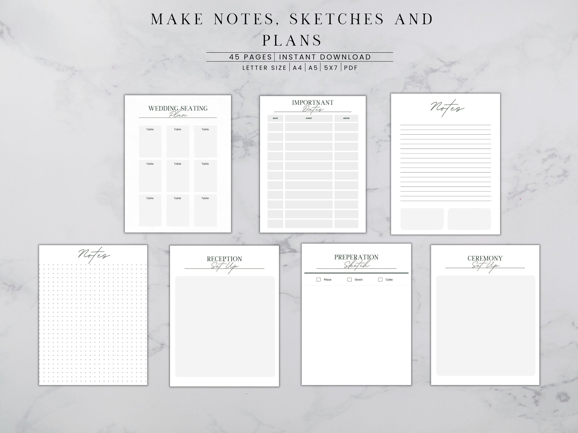 Wedding Planner Printable, Digital Wedding Planner Pages, Goodnotes, Wedding Bundle, Wedding Book, Wedding Planner PDF, letter, half, A4 ,A5