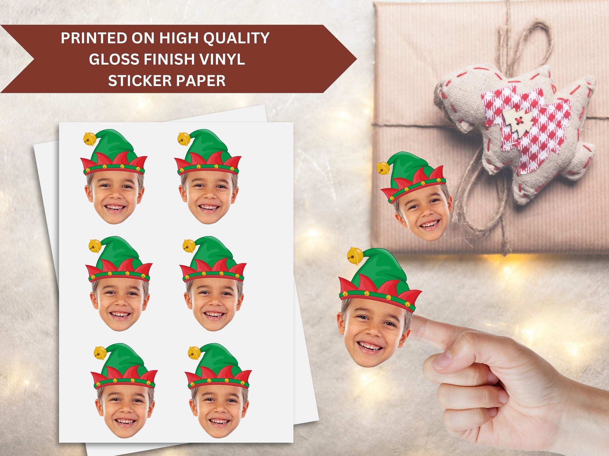 Christmas Present Face Stickers, Present Stickers, Christmas Gift Personalization, Face Sticker, Gift Face Sticker, gift name tag stickers