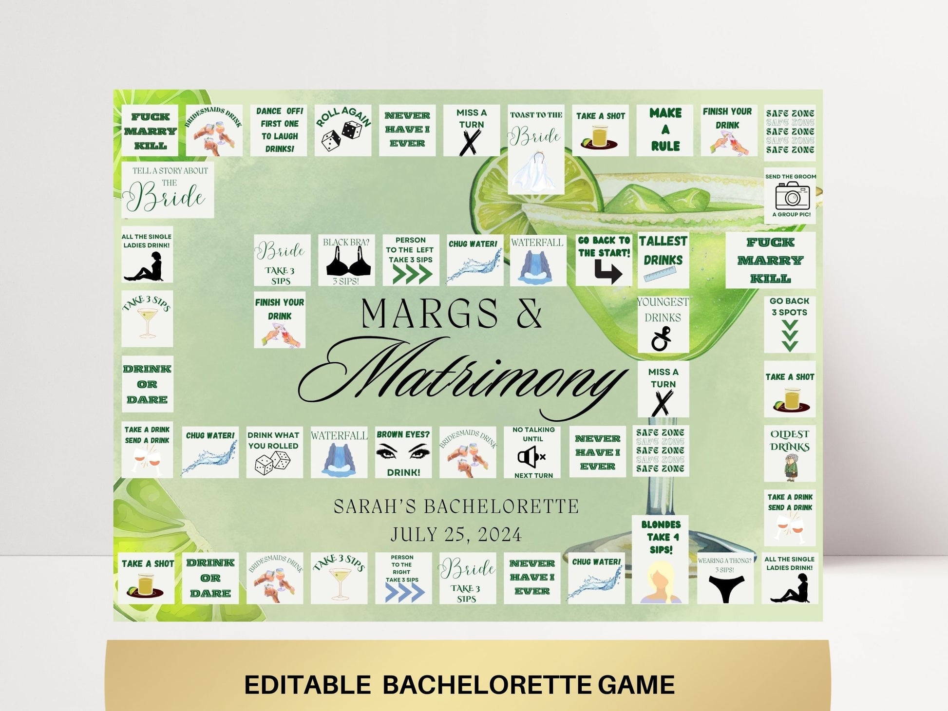 Margs and Matrimony Bachelorette Party Game Template Final Fiesta personalized decor sign Tequila Bach Editable Games personalized hen party