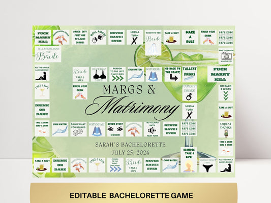 Margs and Matrimony Bachelorette Party Game Template Final Fiesta personalized decor sign Tequila Bach Editable Games personalized hen party