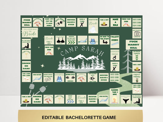 Camp Bachelorette Party Game Template Last trail before the veil personalized decor sign Camp Bach Editable Games personalized hen party