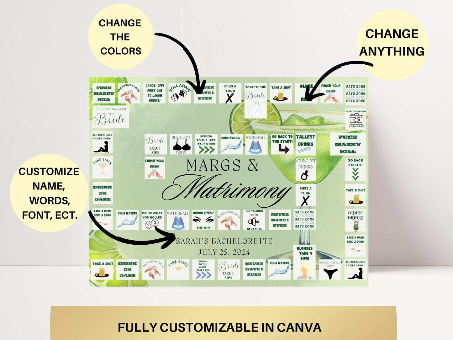 Margs and Matrimony Bachelorette Party Game Template Final Fiesta personalized decor sign Tequila Bach Editable Games personalized hen party