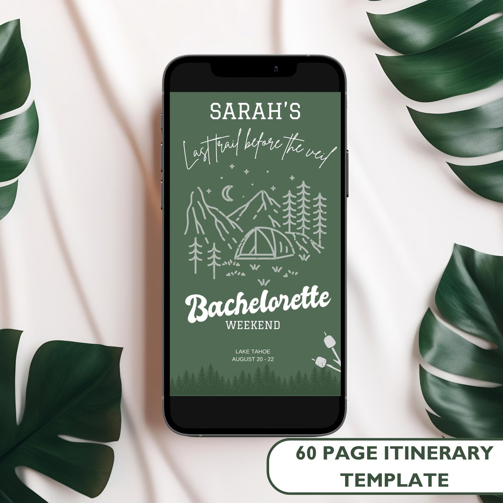 Camp Bachelorette Itinerary Invitation Bachelorette mobile digital planner planner Last Veil Before the Trail Itinerary Template Cabin Bach
