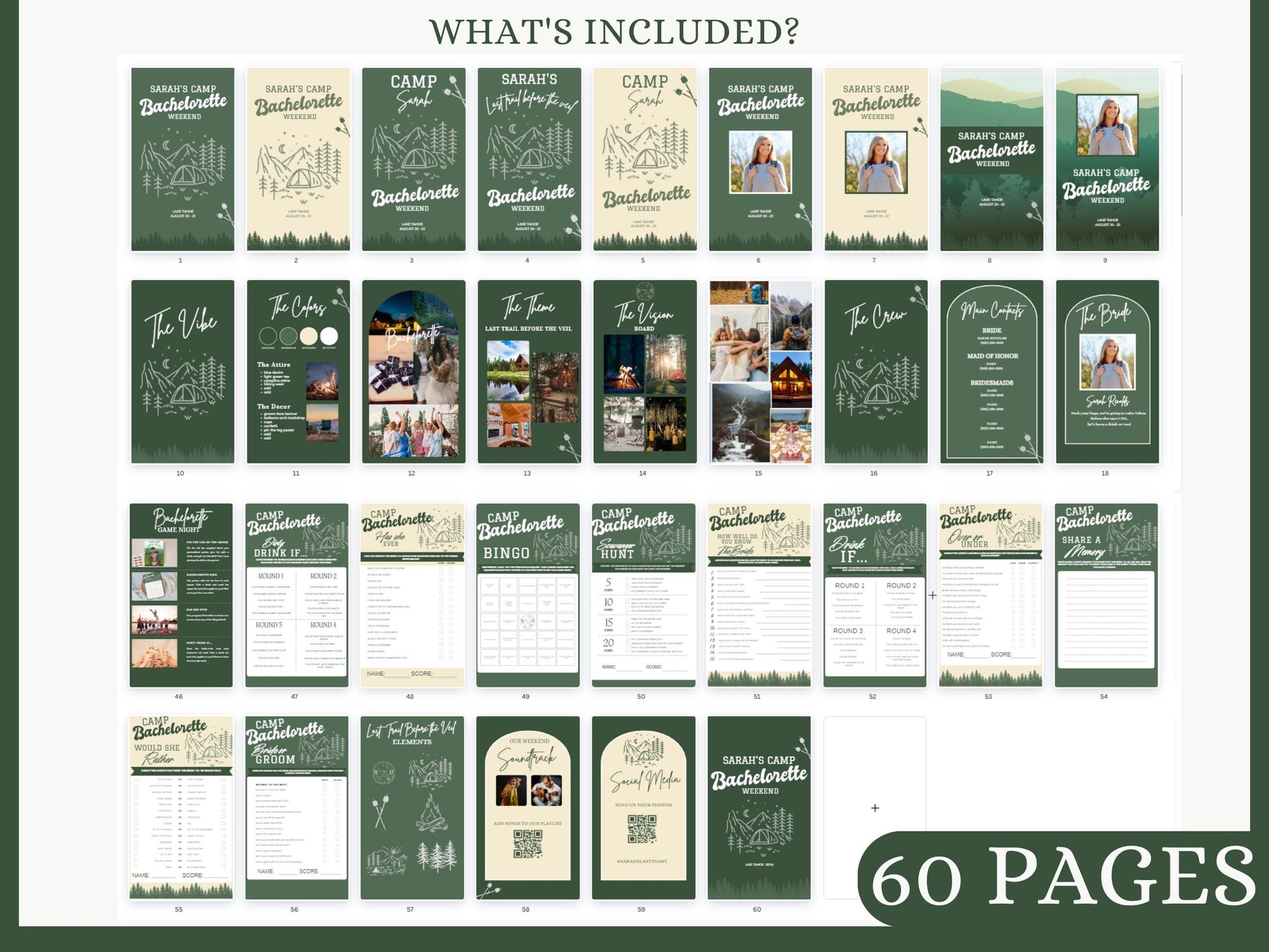 Camp Bachelorette Itinerary Invitation Bachelorette mobile digital planner planner Last Veil Before the Trail Itinerary Template Cabin Bach