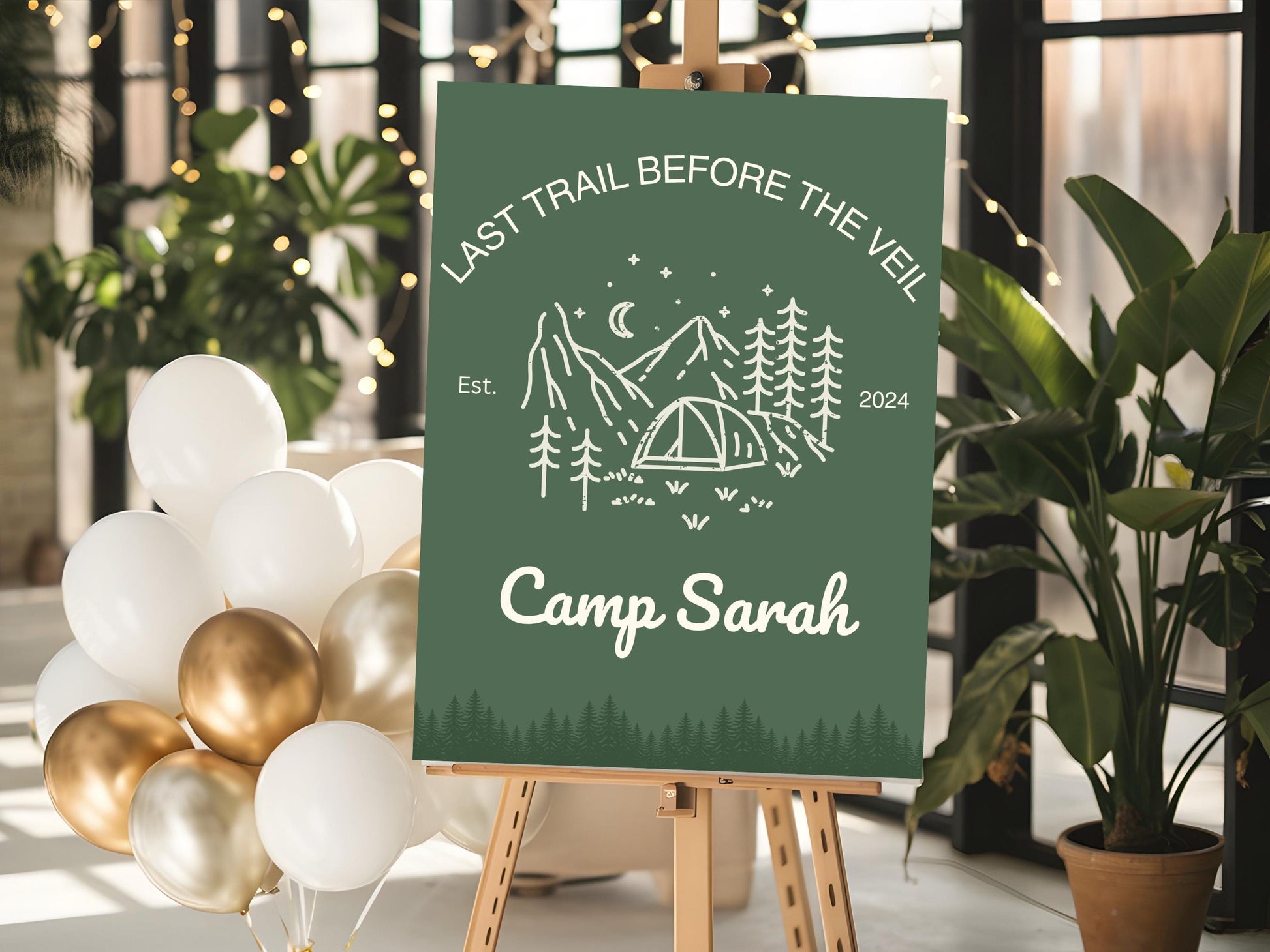 Last trail before the veil Bachelorette Welcome Sign Template Camping bach Party Decor Cabin Sign Bach Camp wild in the woods hiking hen