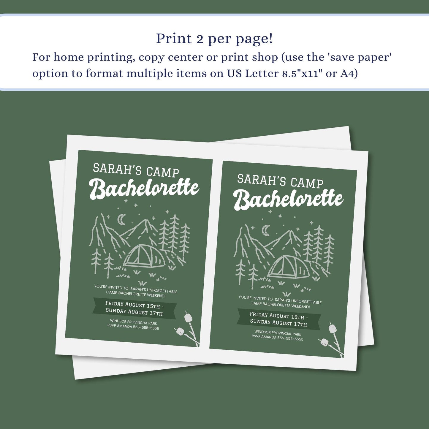 Camp Bachelorette Party Bundle Templates Camping Bachelorette Invite Last Trail Before the Veil Bachelorette Games Printable Itinerary Camp