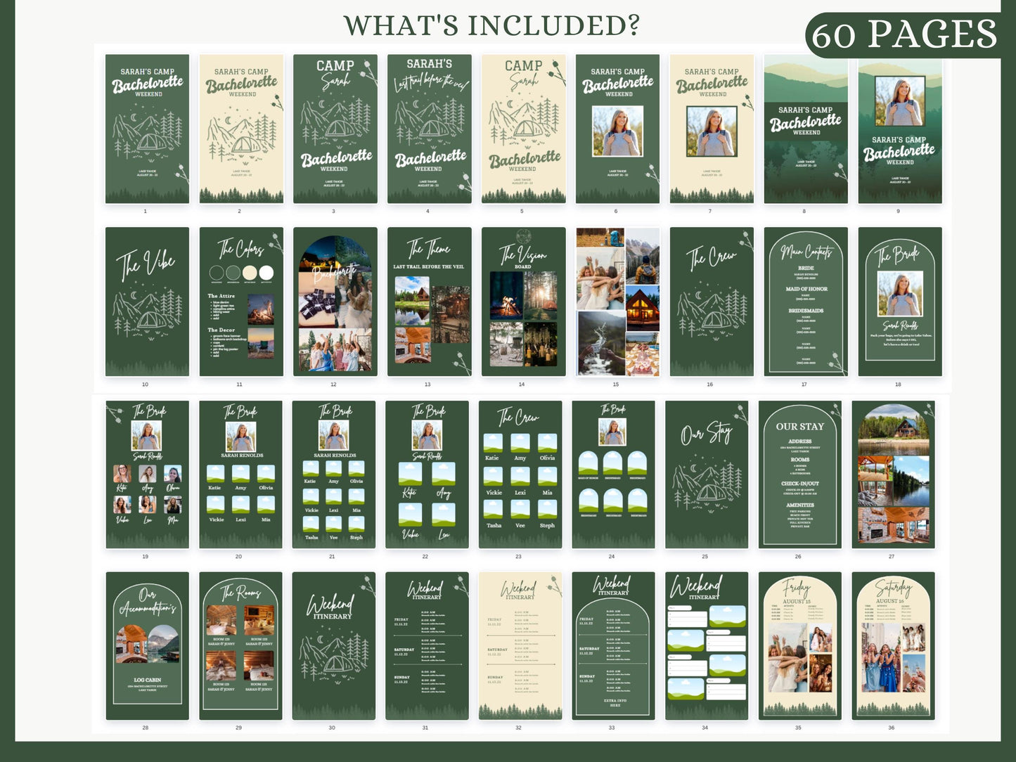 Camp Bachelorette Itinerary Invitation Bachelorette mobile digital planner planner Last Veil Before the Trail Itinerary Template Cabin Bach