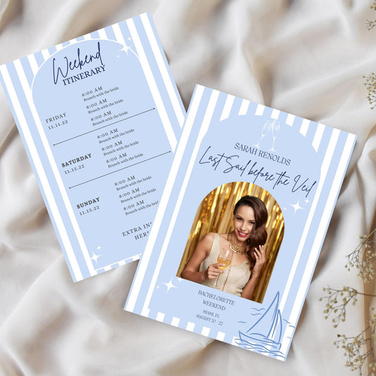 Last sail before the veil Bachelorette Party Invitation Coastal Bachelorette Printable Bridal Party Itinerary Games sailing Beach bach