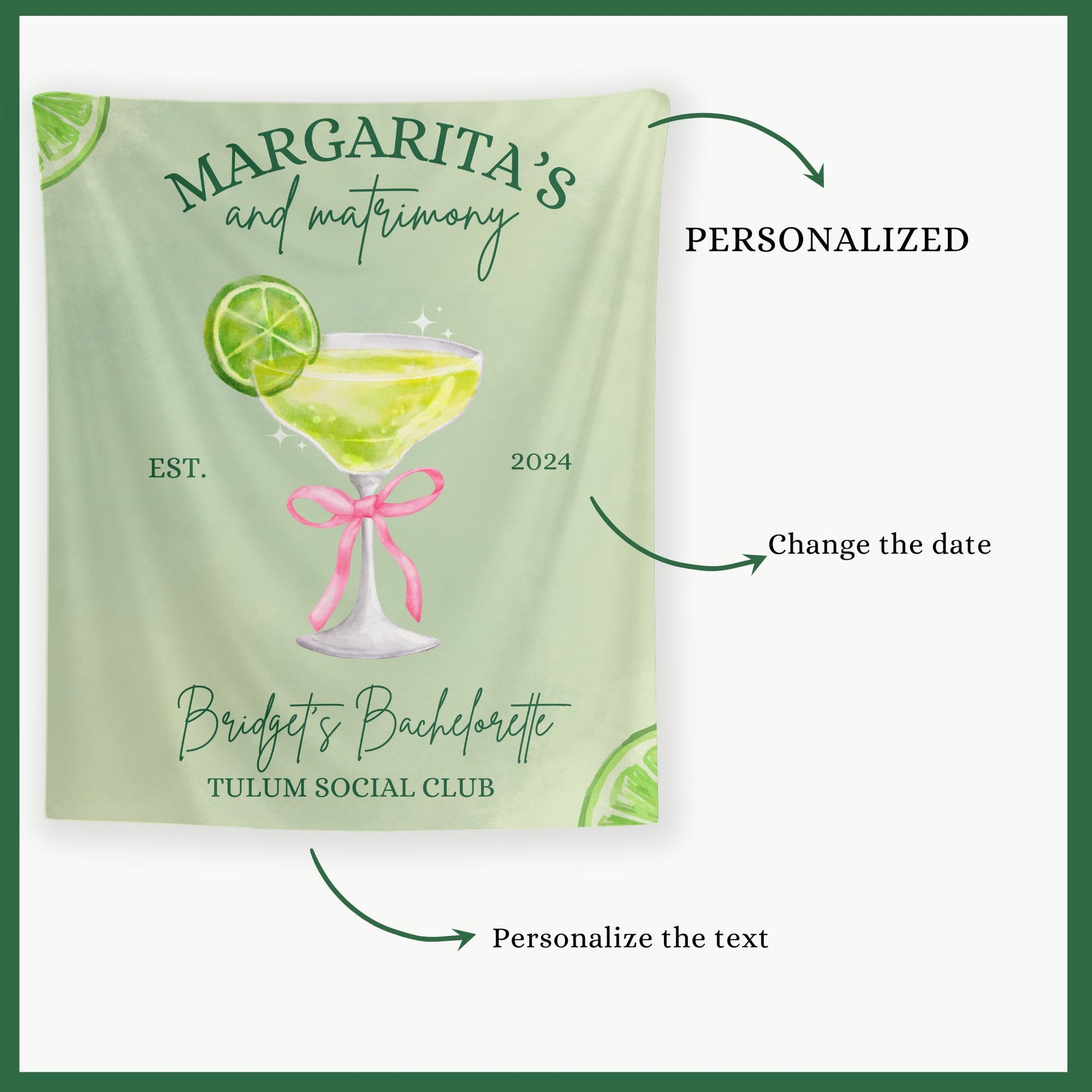 Margs and matrimony bachelorette Party Banner Custom wall tapestry Final Fiesta Hen do Sign Tulum bridal shower Margarita bach decorations