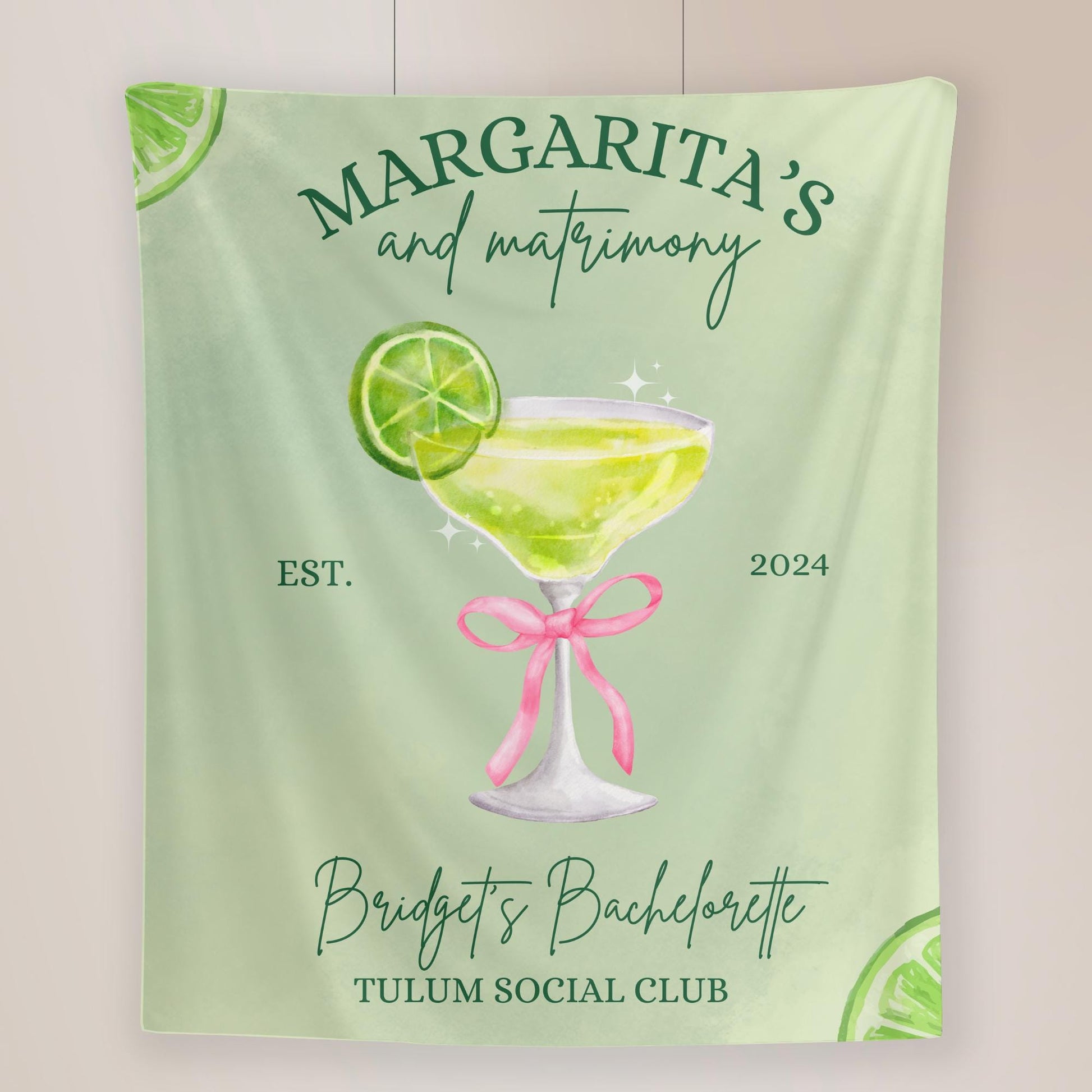 Margs and matrimony bachelorette Party Banner Custom wall tapestry Final Fiesta Hen do Sign Tulum bridal shower Margarita bach decorations