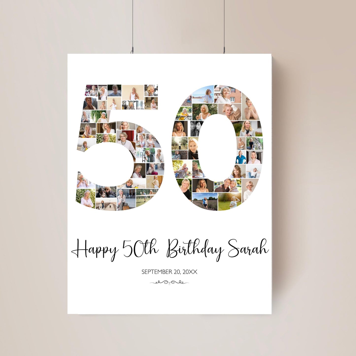 50th Birthday Poster 50th Birthday Photo Collage Template 50th birthday decorations for her 50th Birthday Gift Custom Gift for Her fifty