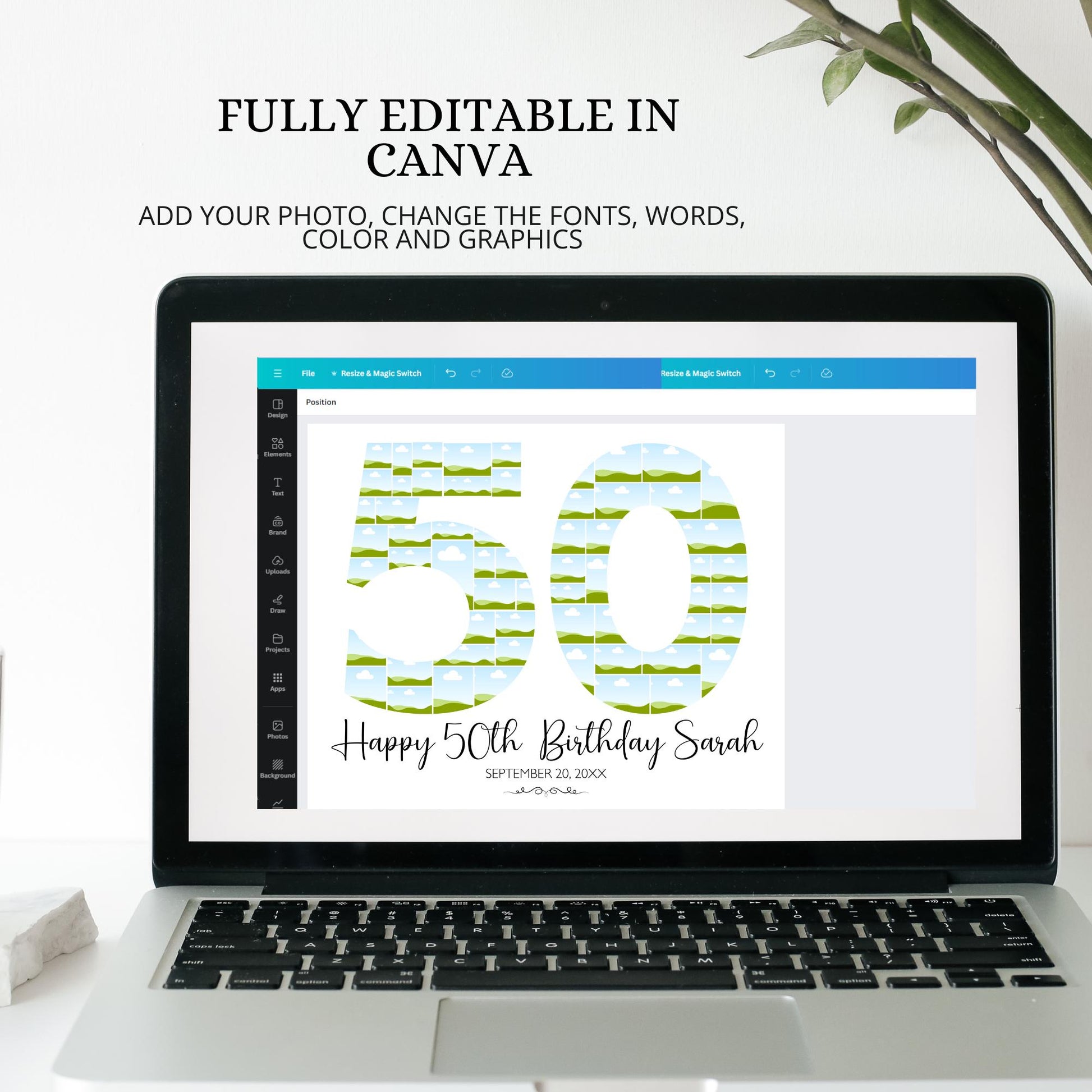 50th Birthday Poster 50th Birthday Photo Collage Template 50th birthday decorations for her 50th Birthday Gift Custom Gift for Her fifty