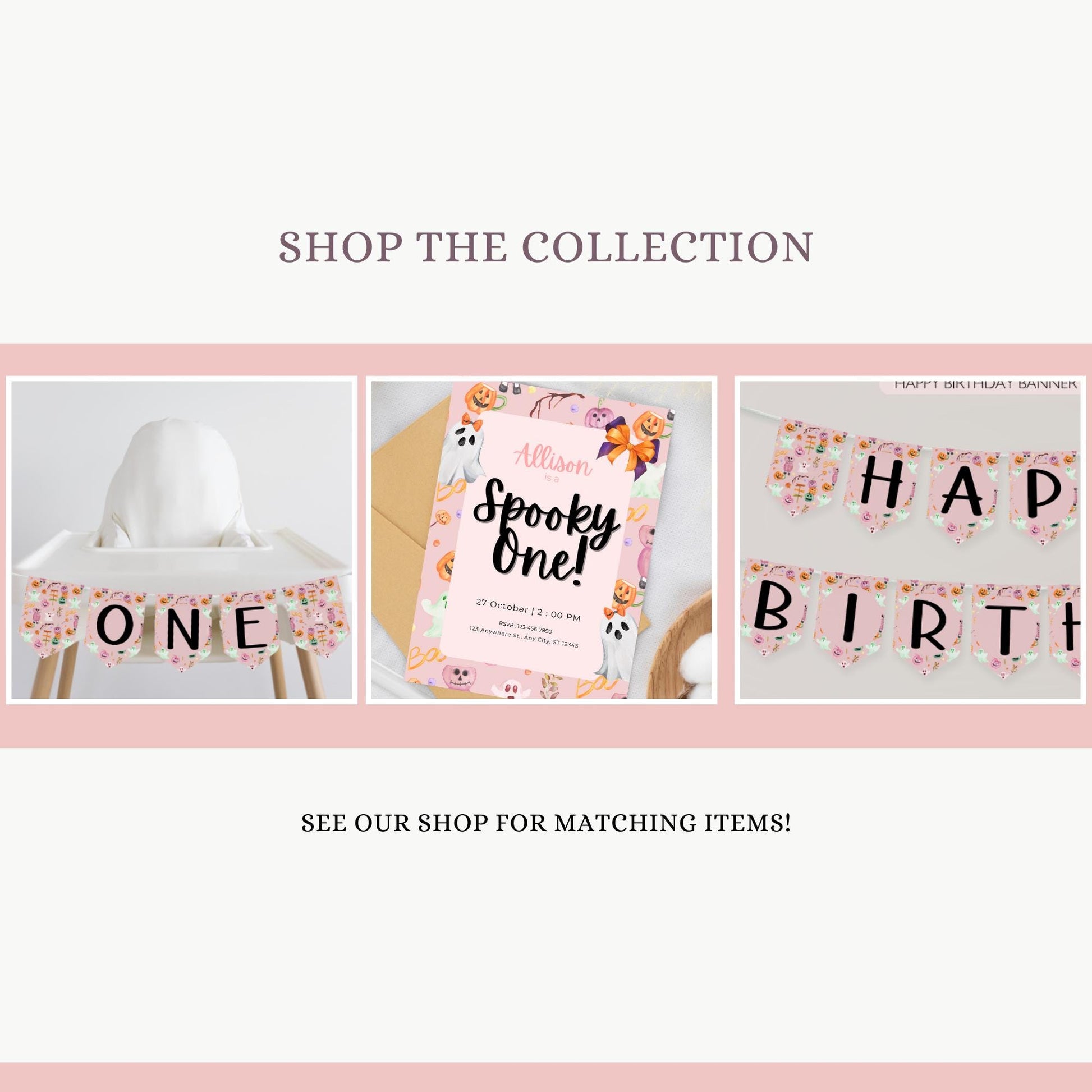 Editable Pink Halloween Ghost Monthly Banner Pink Ghost Spooky One Monthly Photo Banner Spooktacular Halloween Birthday Milestone photo sign