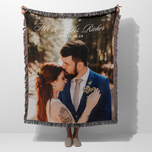 Personalized Photo Custom Tapestry Woven Cotton Throw Wedding Anniversary Blanket Custom Woven Throw Blanket Personalized Couples Gift