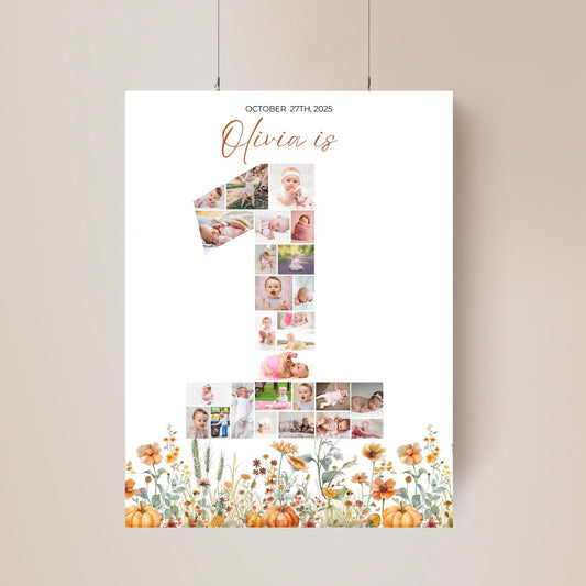 little pumpkin is one 12 month photo milestone welcome sign