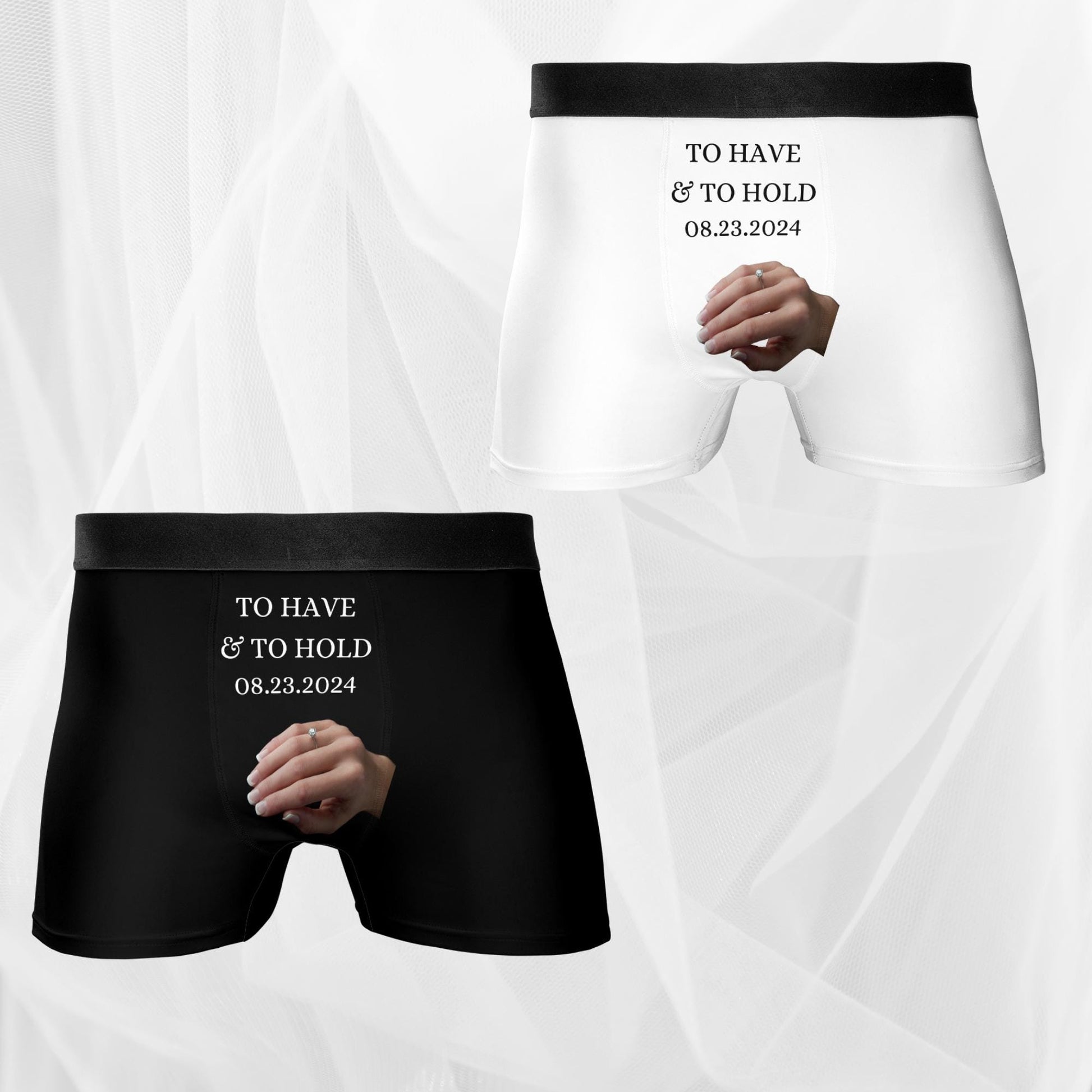 Personalised Groom Boxers Wedding Day Gift Men's Shorts Present Property Of The Bride New Mrs Customized Date Anniversary Gift for Him