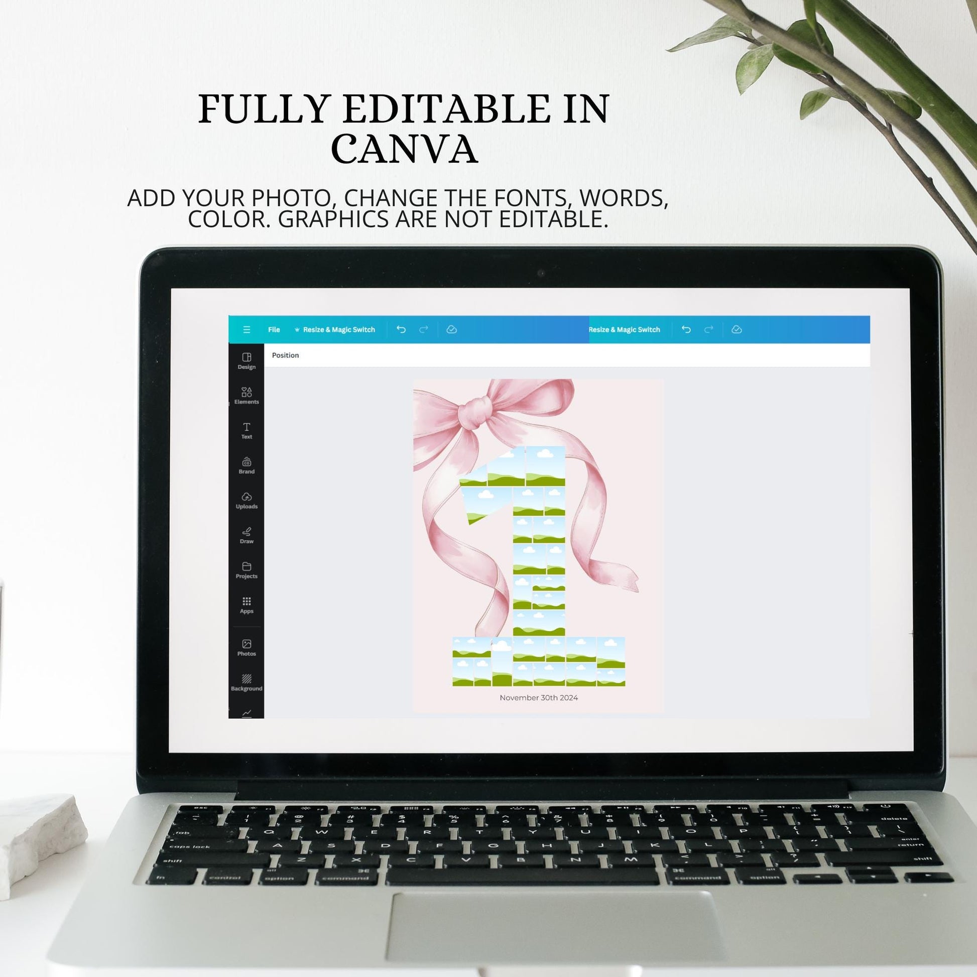 Pink Bow First Birthday Sign Photo Collage Editable Girls just wanna be One Monthly Banner coquette Photo Banner Milestone photo sign