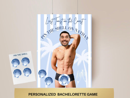 Personalized Bachelorette Party Game Beach Pin Shell Game Bridal Shower Activity Last Toast Coast Summer Party Custom Poster Adult Game Interactive Party Game Customizable Party Poster