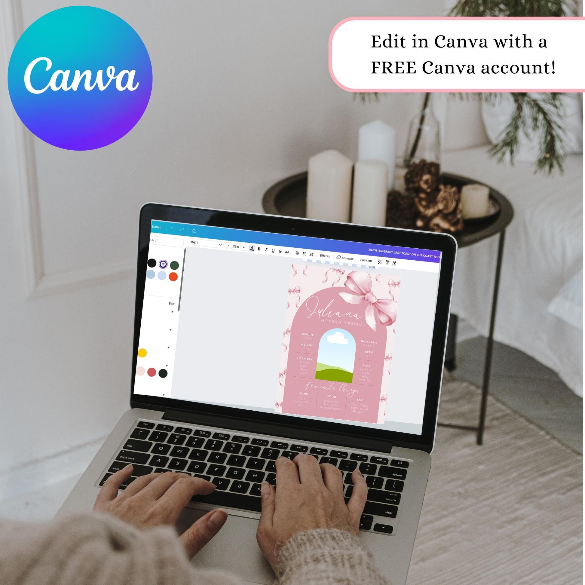 1st Birthday Pink Bow Birthday Bundle Girls Just Wanna Be One Invitation First Birthday Decor Coquette Girl Birthday Decorations Editable