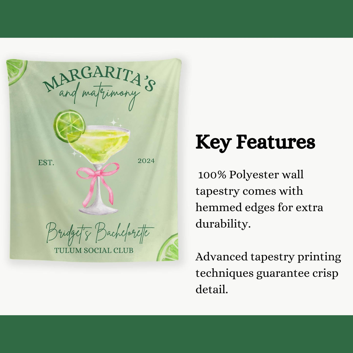 Margs and matrimony bachelorette Party Banner Custom wall tapestry Final Fiesta Hen do Sign Tulum bridal shower Margarita bach decorations