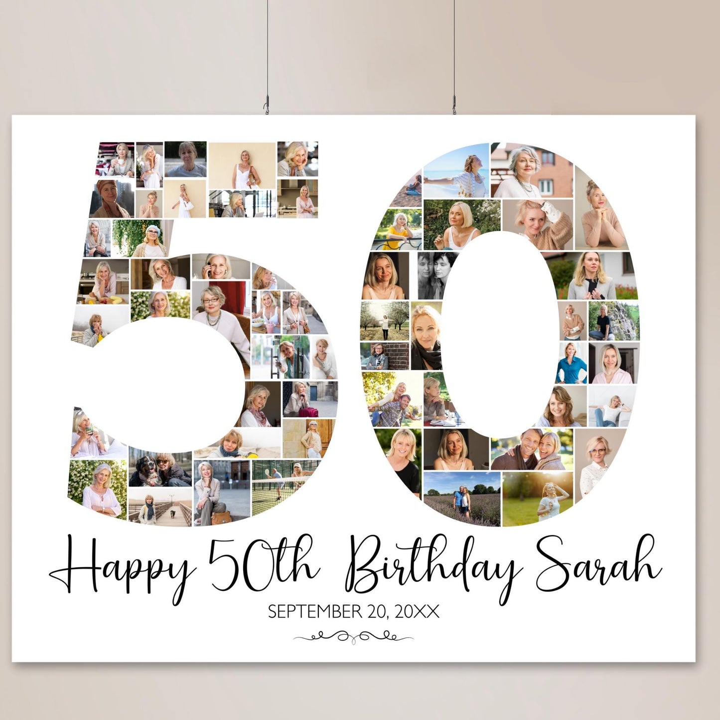 50th Birthday Poster 50th Birthday Photo Collage Template 50th birthday decorations for her 50th Birthday Gift Custom Gift for Her fifty