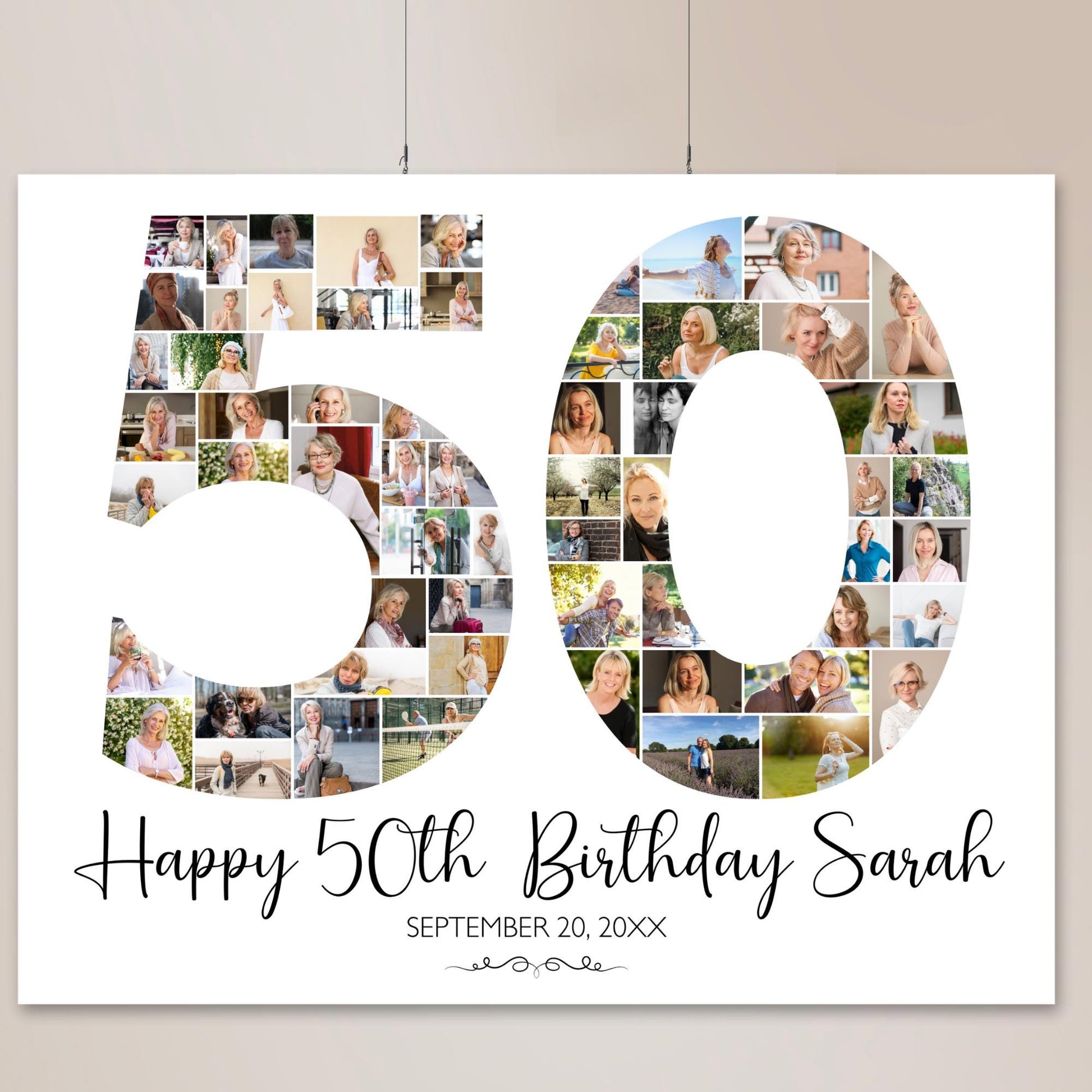 50th Birthday Poster 50th Birthday Photo Collage Template 50th birthday decorations for her 50th Birthday Gift Custom Gift for Her fifty