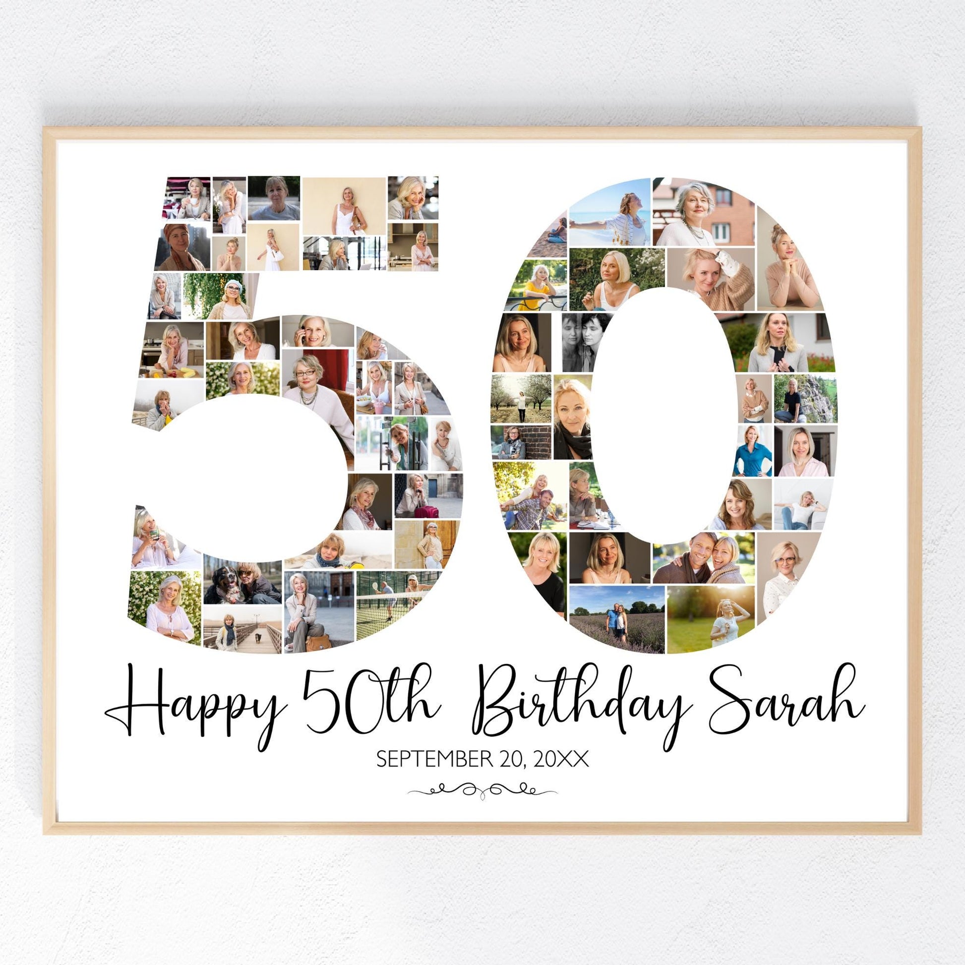 50th Birthday Poster 50th Birthday Photo Collage Template 50th birthday decorations for her 50th Birthday Gift Custom Gift for Her fifty