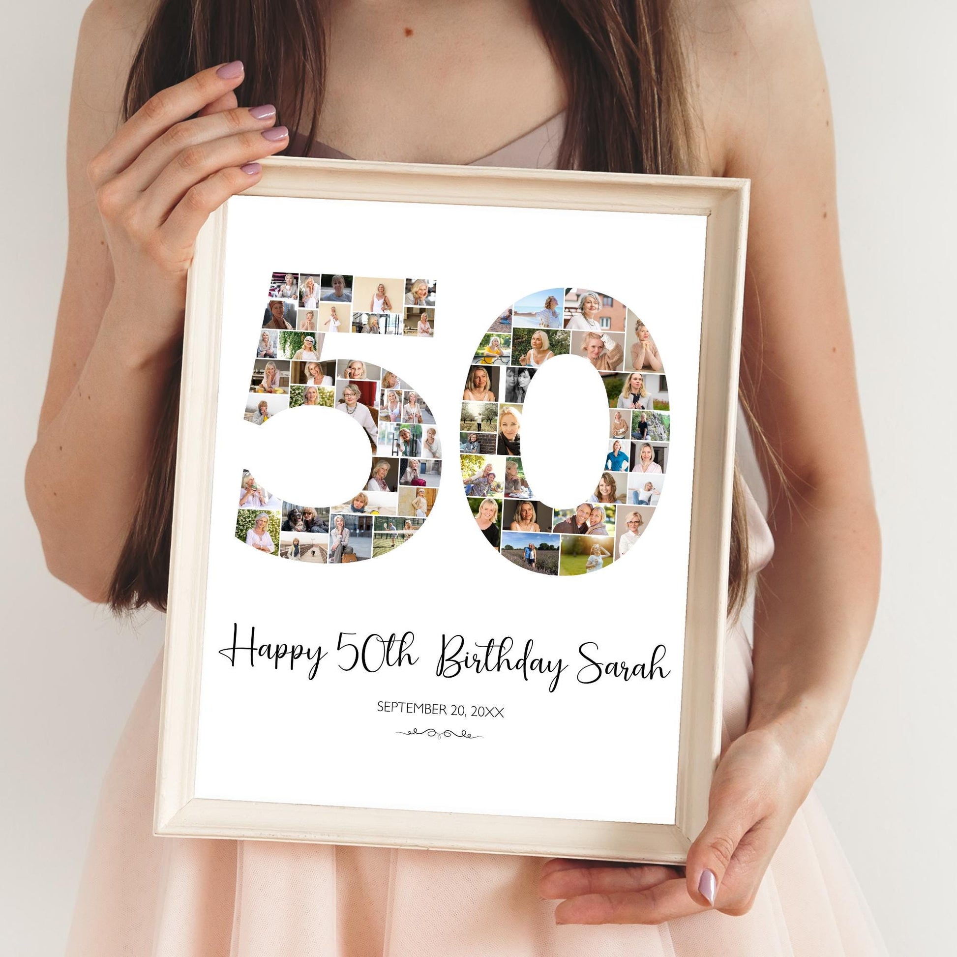 50th Birthday Poster 50th Birthday Photo Collage Template 50th birthday decorations for her 50th Birthday Gift Custom Gift for Her fifty