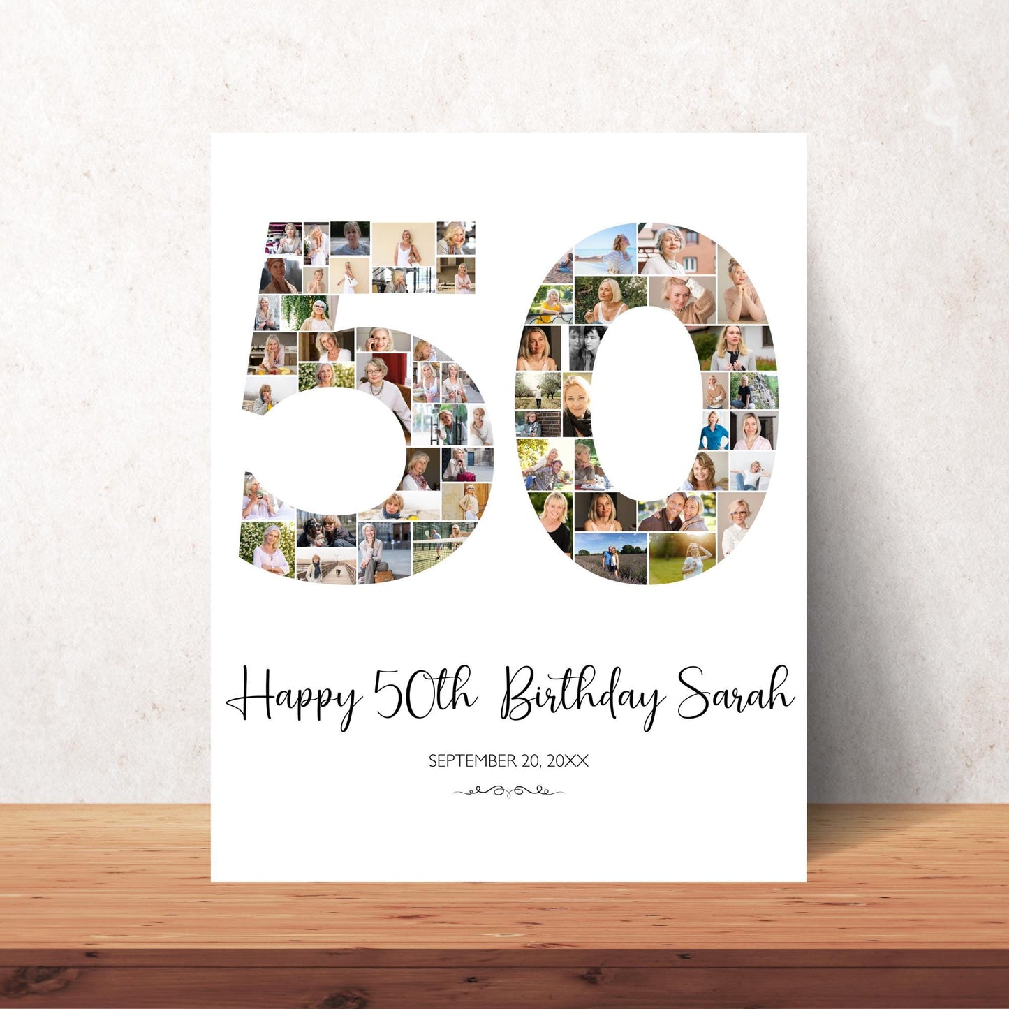 50th Birthday Poster 50th Birthday Photo Collage Template 50th birthday decorations for her 50th Birthday Gift Custom Gift for Her fifty