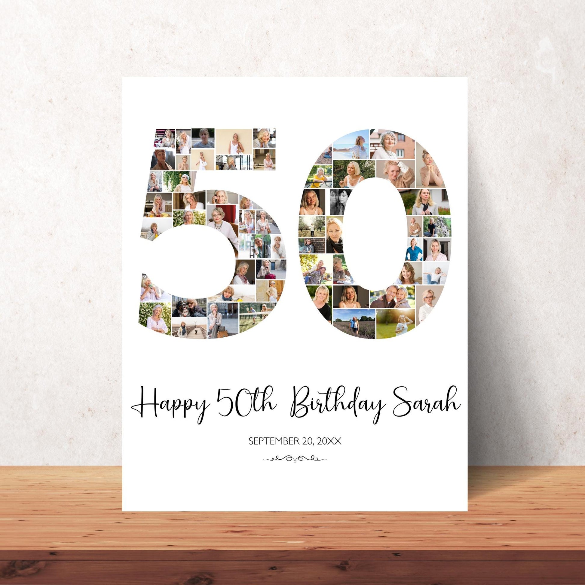 50th Birthday Poster 50th Birthday Photo Collage Template 50th birthday decorations for her 50th Birthday Gift Custom Gift for Her fifty