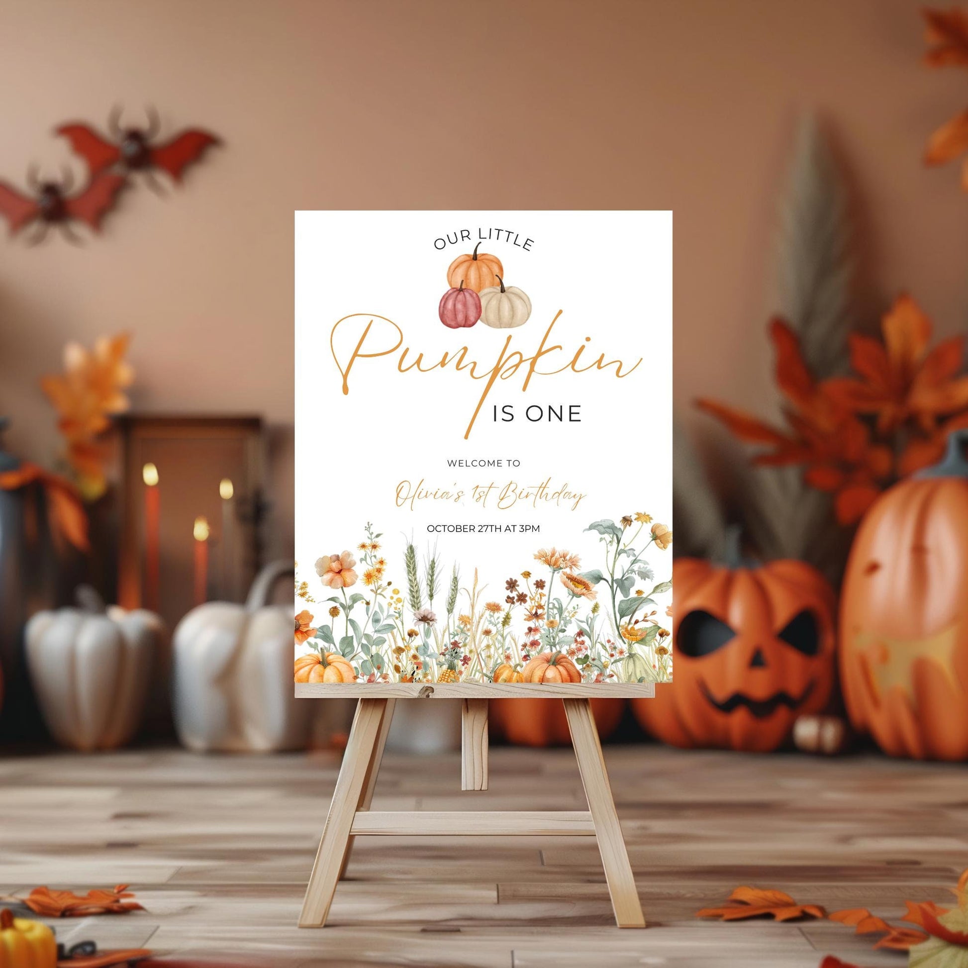 Our Little Pumpkin Welcome Sign, Pumpkin 1st Birthday, Pumpkin Decor, Pumpkin Sign, Pumpkin One Editable Birthday Sign