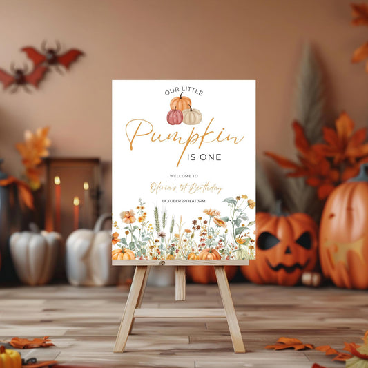 Our Little Pumpkin Welcome Sign, Pumpkin 1st Birthday, Pumpkin Decor, Pumpkin Sign, Pumpkin One Editable Birthday Sign