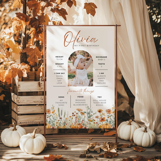 Pumpkin First Birthday Milestone Sign Our little pumpkin is one My first Year sign Pumpkin party Autumn Bday Welcome Sign 1st decoration