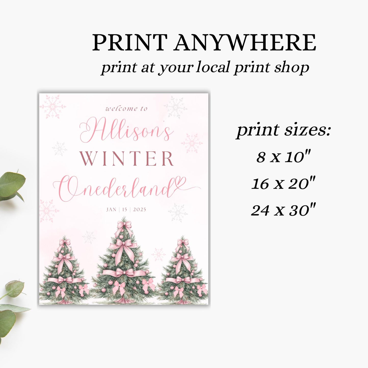 Pink Winter ONEderland Welcome Sign 1st Birthday Girls Winter Onderland Decor Pink Bow Coquette Snowflake Sign Holiday first Birthday