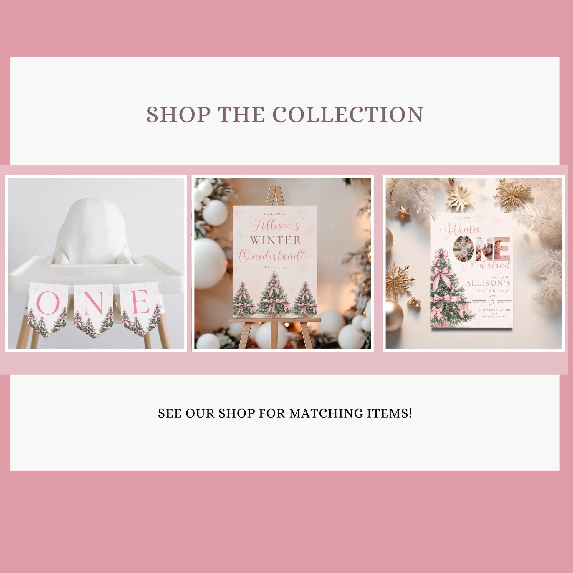 Winter ONEderland Birthday Banner Pink Christmas Girl 1st Birthday Sign First ONEderland Party with Pink Bows Holiday Birthday Snowflake