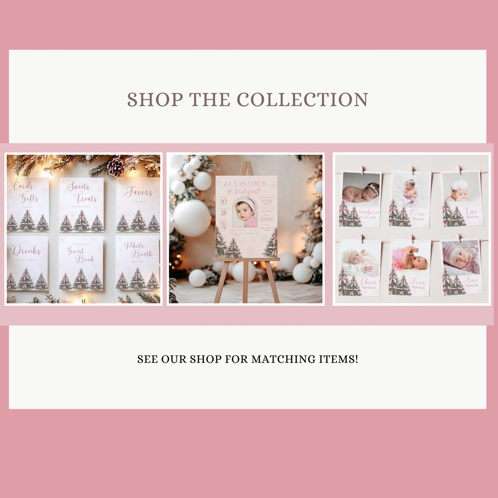 Winter ONEderland Birthday Banner Pink Christmas Girl 1st Birthday Sign First ONEderland Party with Pink Bows Holiday Birthday Snowflake