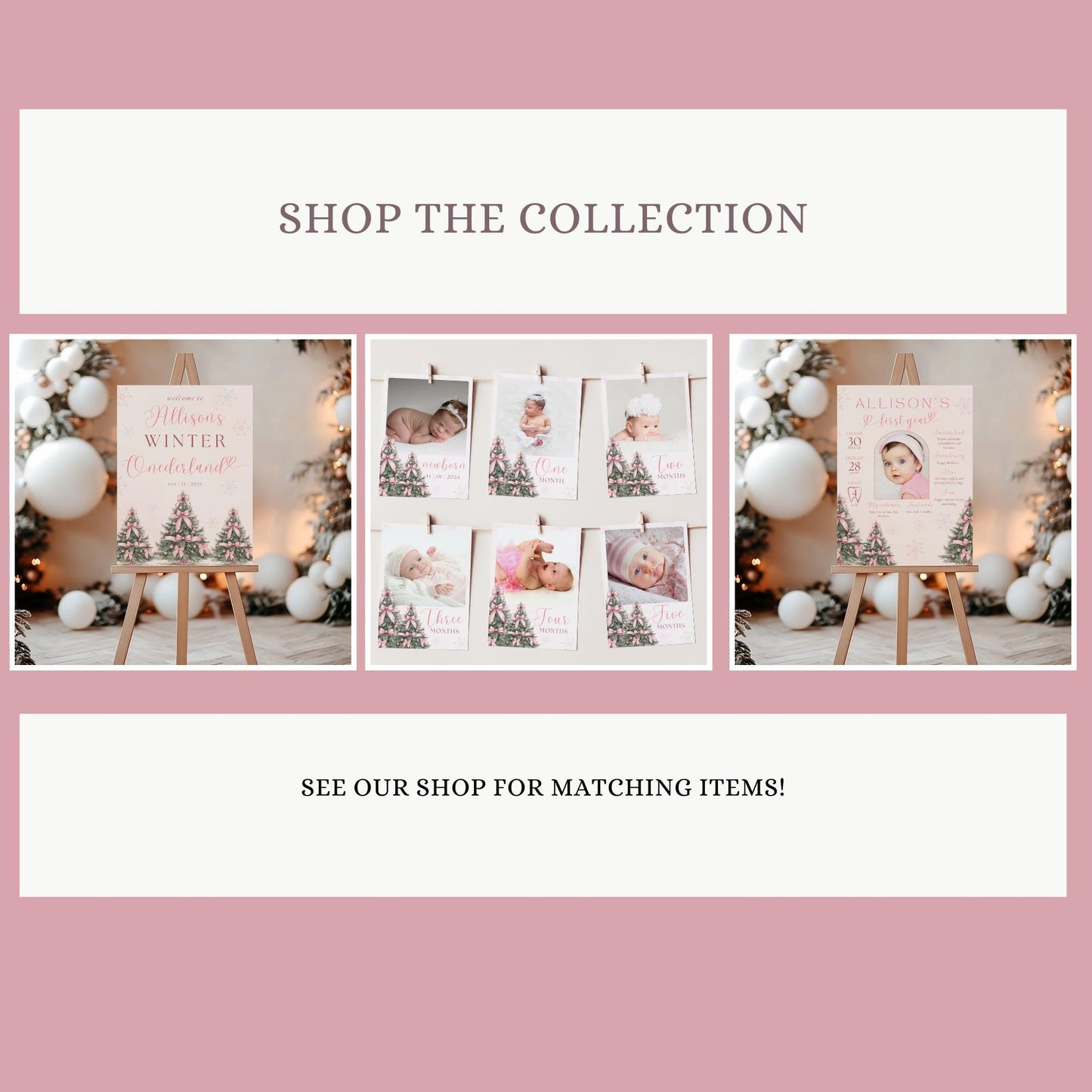 Winter ONEderland Birthday Cupcake Topper Pink Bow Winter Wonderland First Birthday Cake Decor Girl 1st Party Snowflake Oh what fun One