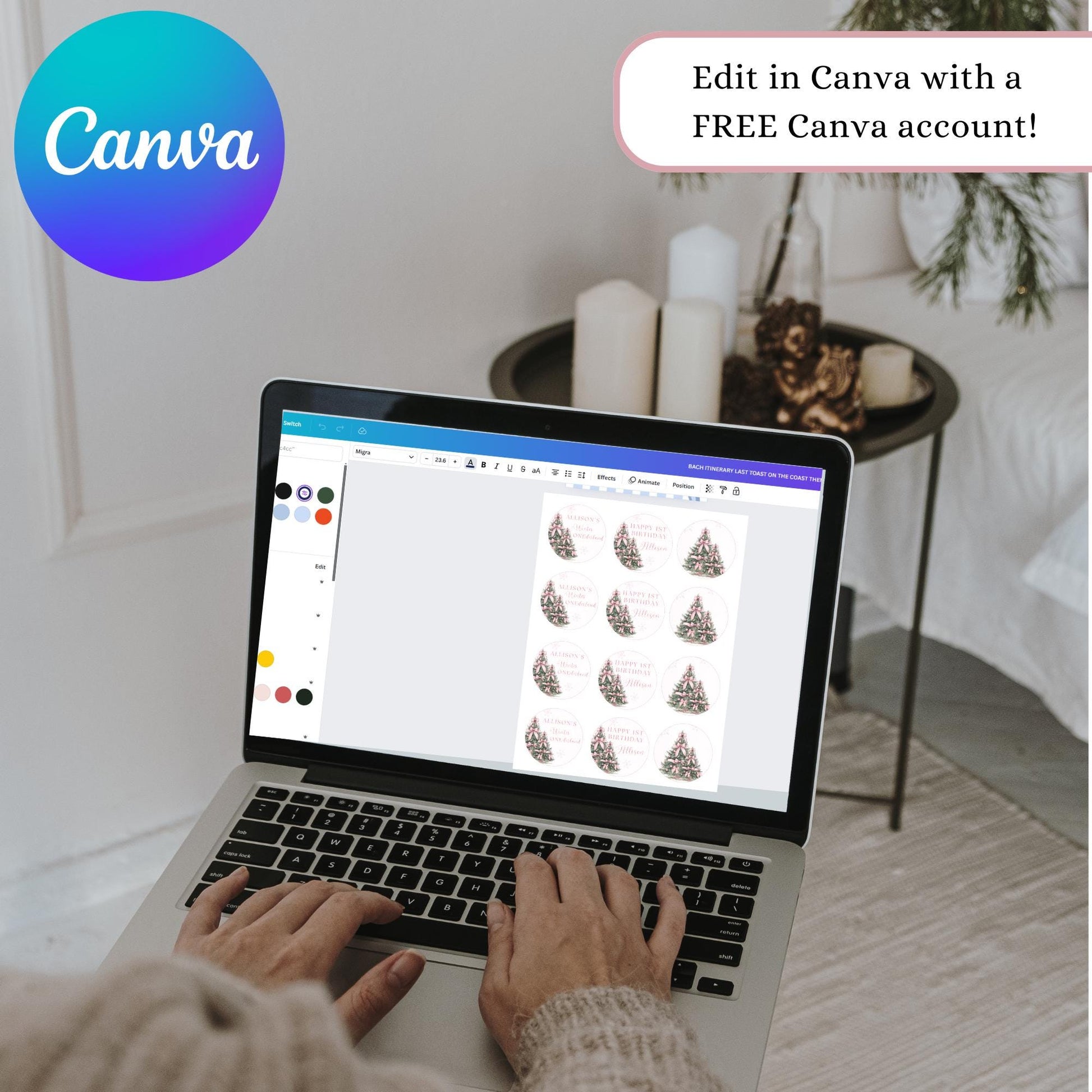 Winter ONEderland Birthday Cupcake Topper Pink Bow Winter Wonderland First Birthday Cake Decor Girl 1st Party Snowflake Oh what fun One